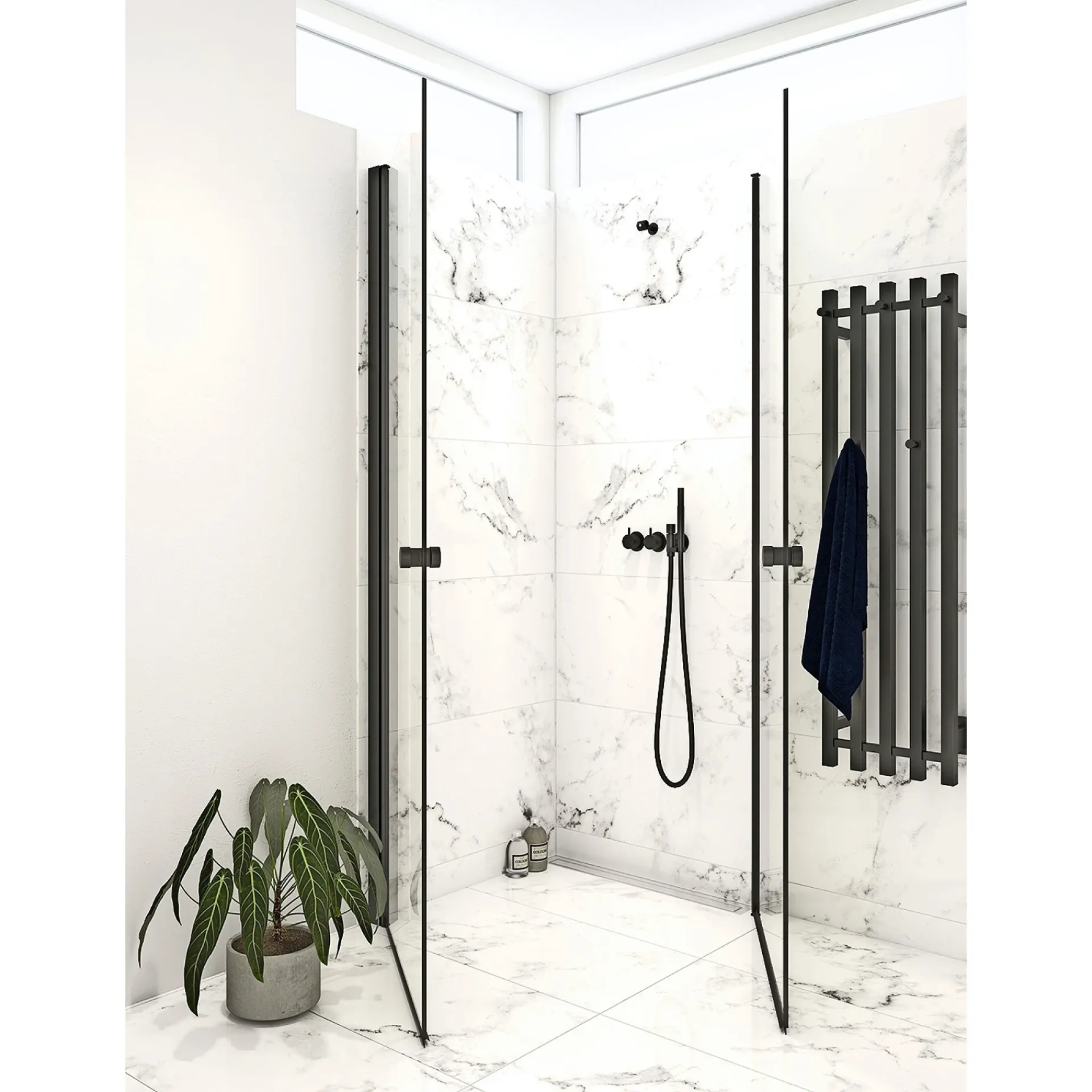Clearance Scanbad FLEXI SORT PROFIL, 1 STK. BRUSEDØR KLAR GLAS 79 CM