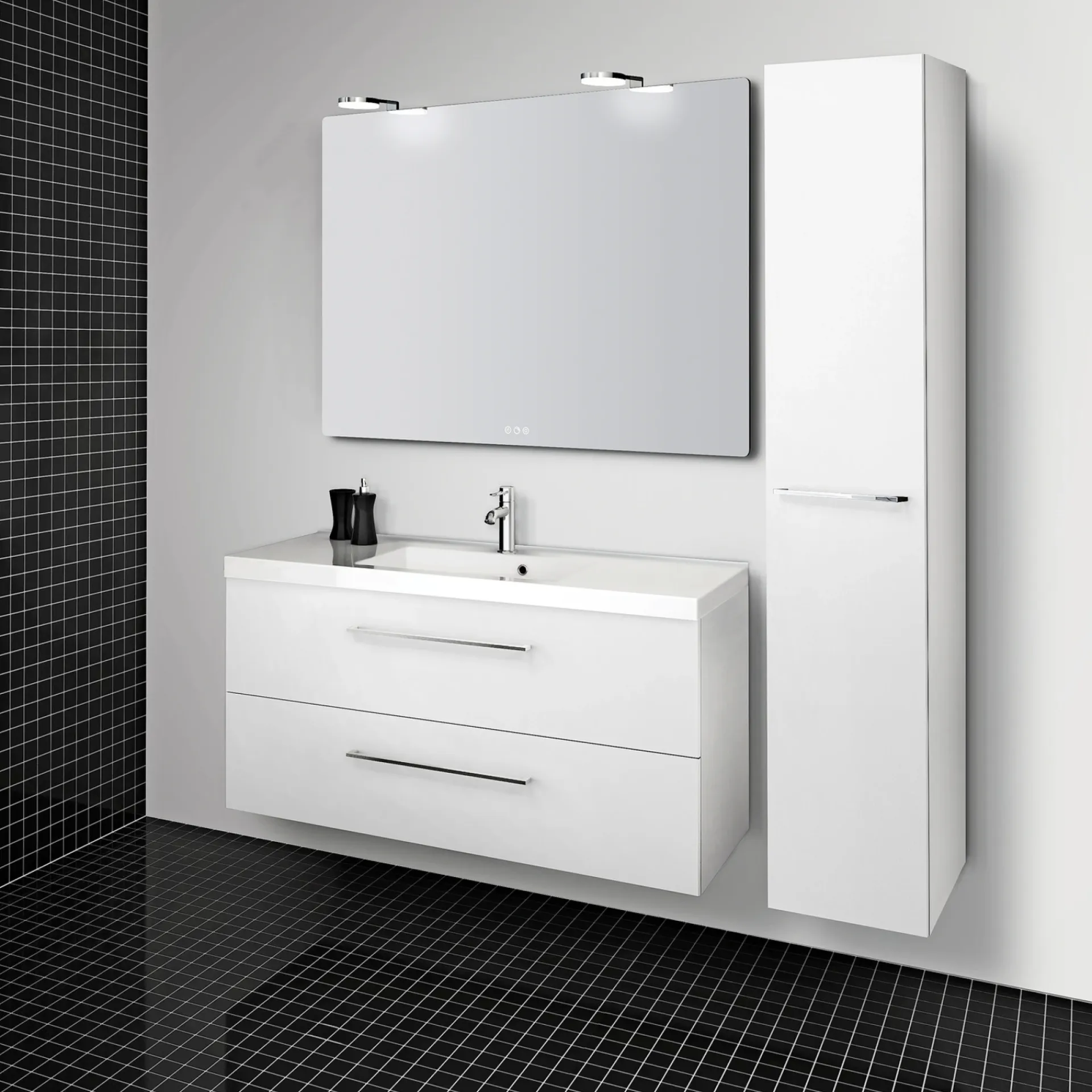 New Scanbad MULTO BADMØBEL HVID MAT MED METALSKUFFER 120 CM
