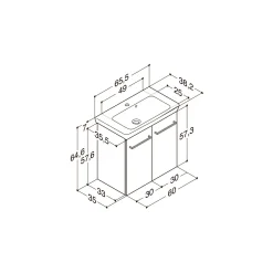 Clearance Scanbad MULTO LOTTO BADMØBEL VARM EG 2 LÅGER 65 CM