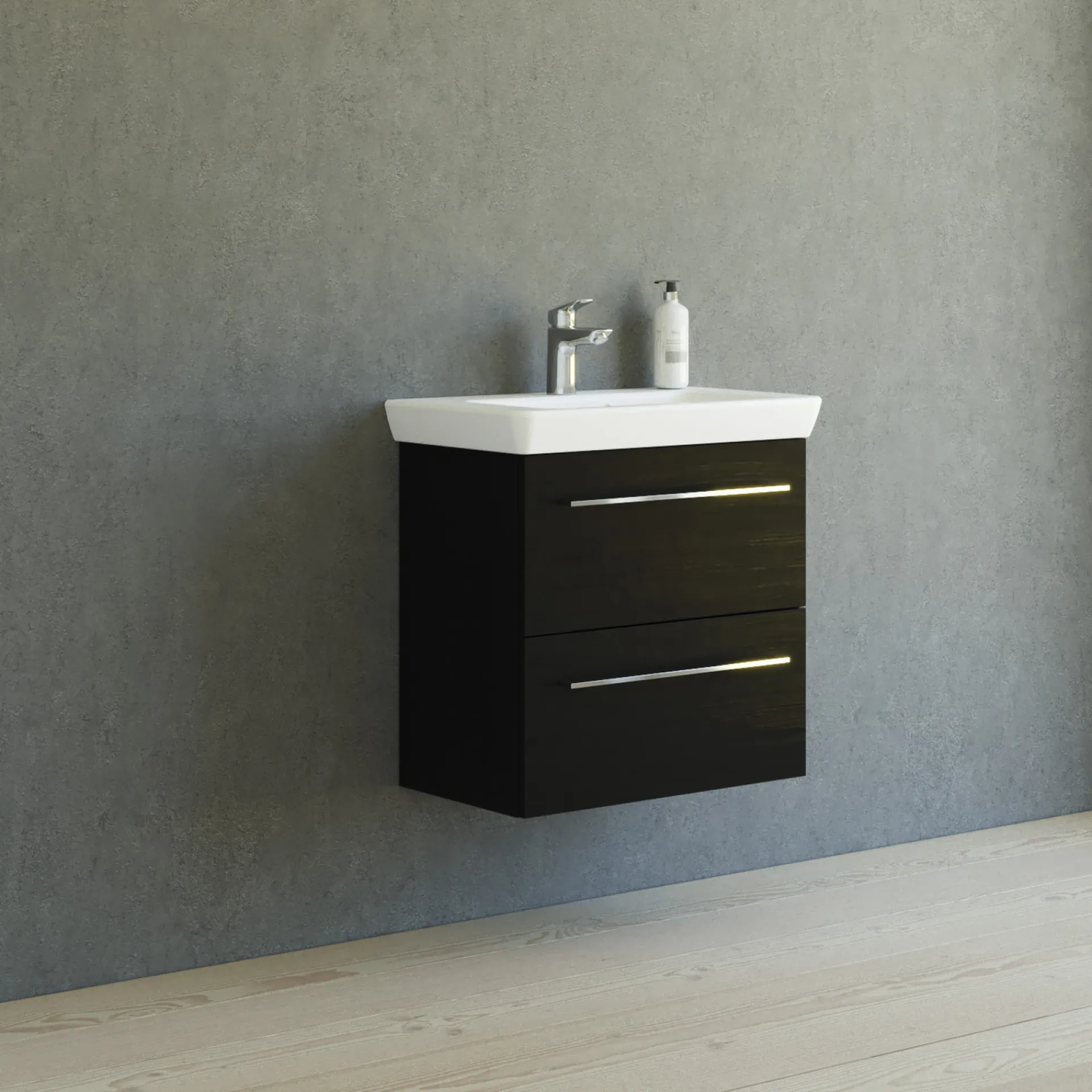 Clearance Scanbad MULTO LOTTO BADMØBEL SORT MED METALSKUFFER 65 CM