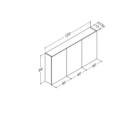 Scanbad MULTO SPEJLSKAB UDEN LAMPER HVID 120 X 64 CM