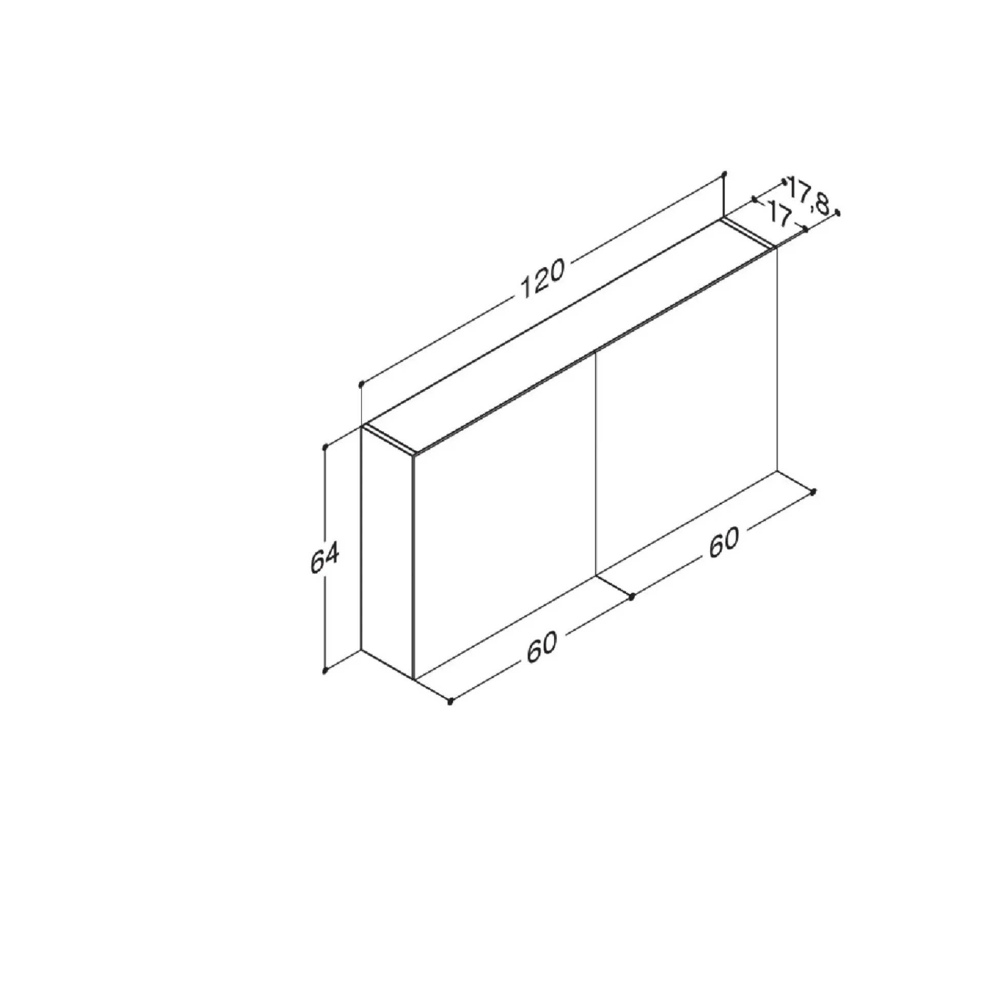 Online Scanbad MULTO SPEJLSKAB UDEN LAMPER SORT 120 X 64 CM