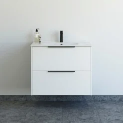 Online Scanbad NOW GLAT BADMØBEL HVID MAT 2 SKUFFER 81 CM