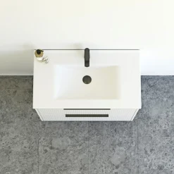 Outlet Scanbad NOW STRIBET BADMØBEL MAT SAND 2 SKUFFER 81 CM