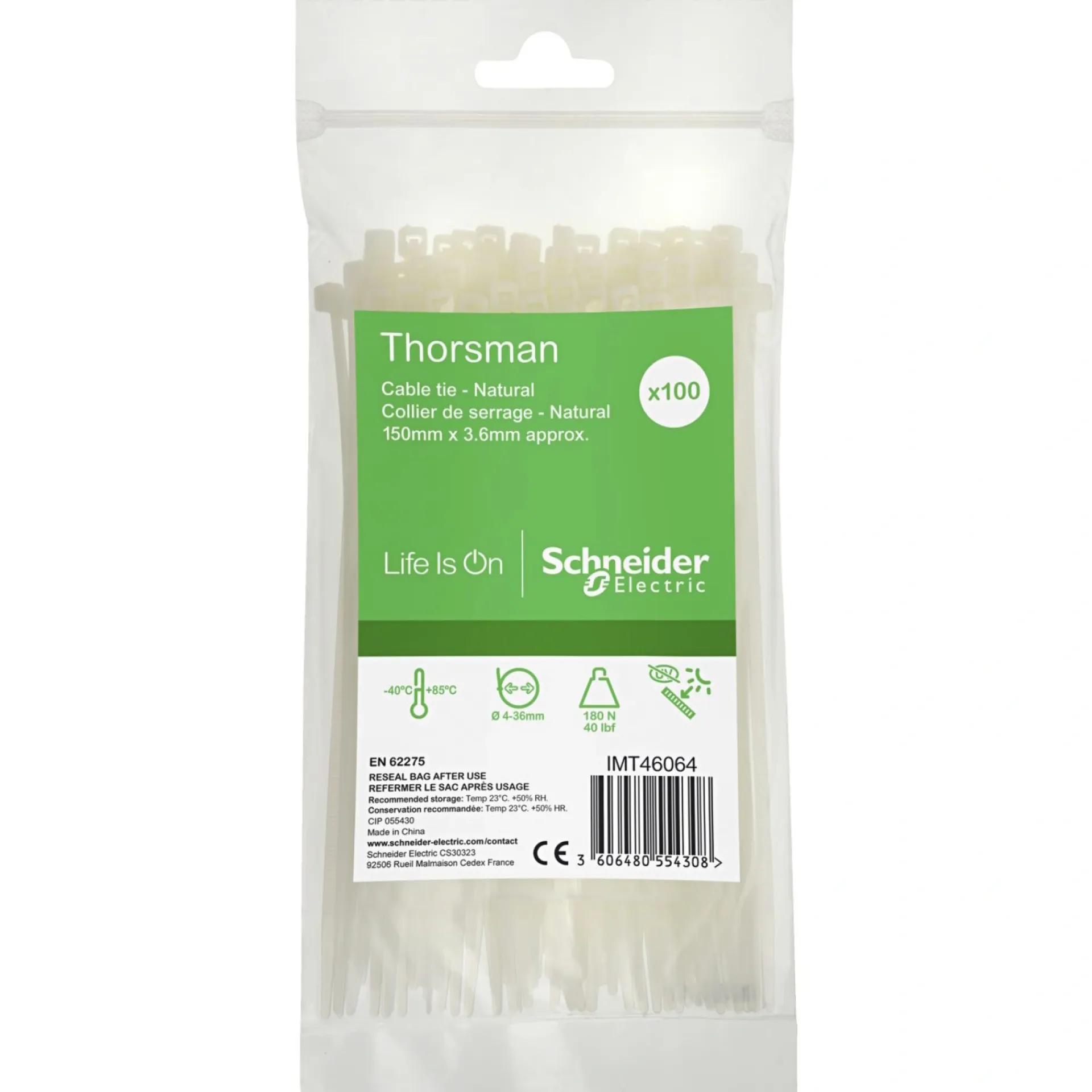 Sale Schneider Electric THORSMAN NATUR KABELBINDER 150X3,6 MM 100 STK