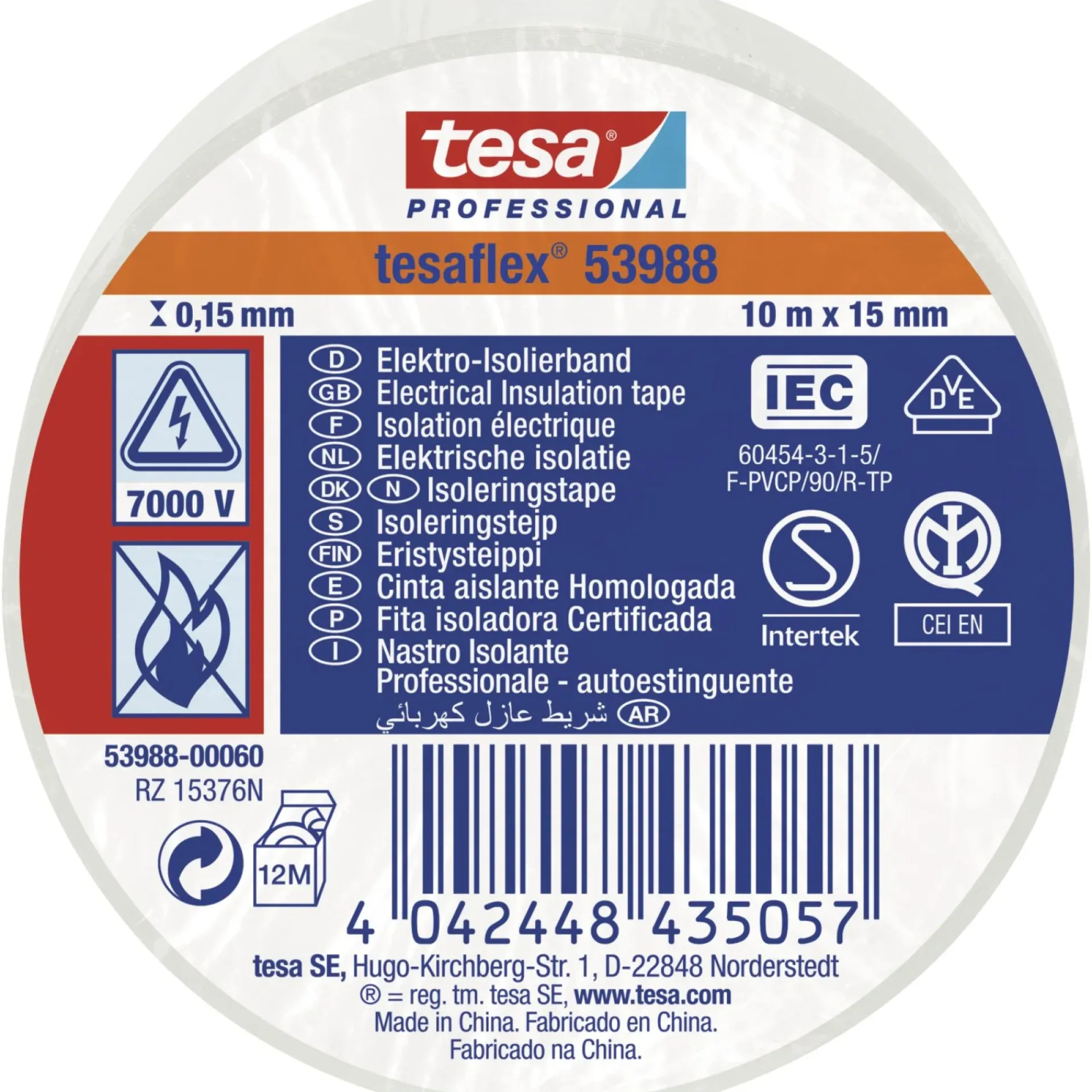 Online Tesa FLEX 53988 ISOLERINGSTAPE 10 M X 15 MM HVID