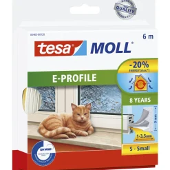 Clearance Tesa MOLL E-PROFIL TÆTNINGSLISTE 6 M X 9 MM X 4 MM HVID