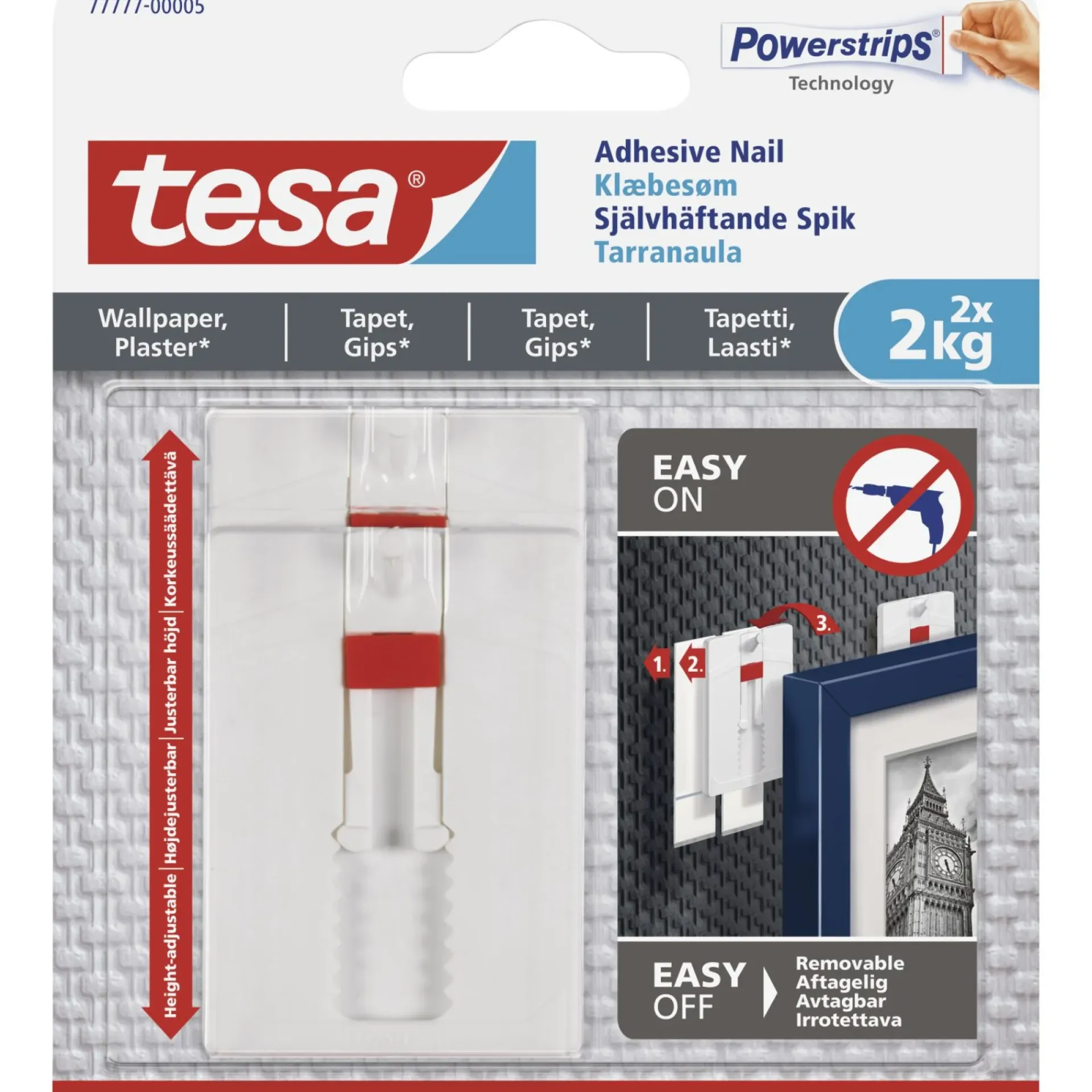 Clearance Tesa TIL TAPET OG GIPS KLÆBESØM 2 KG 2 STK