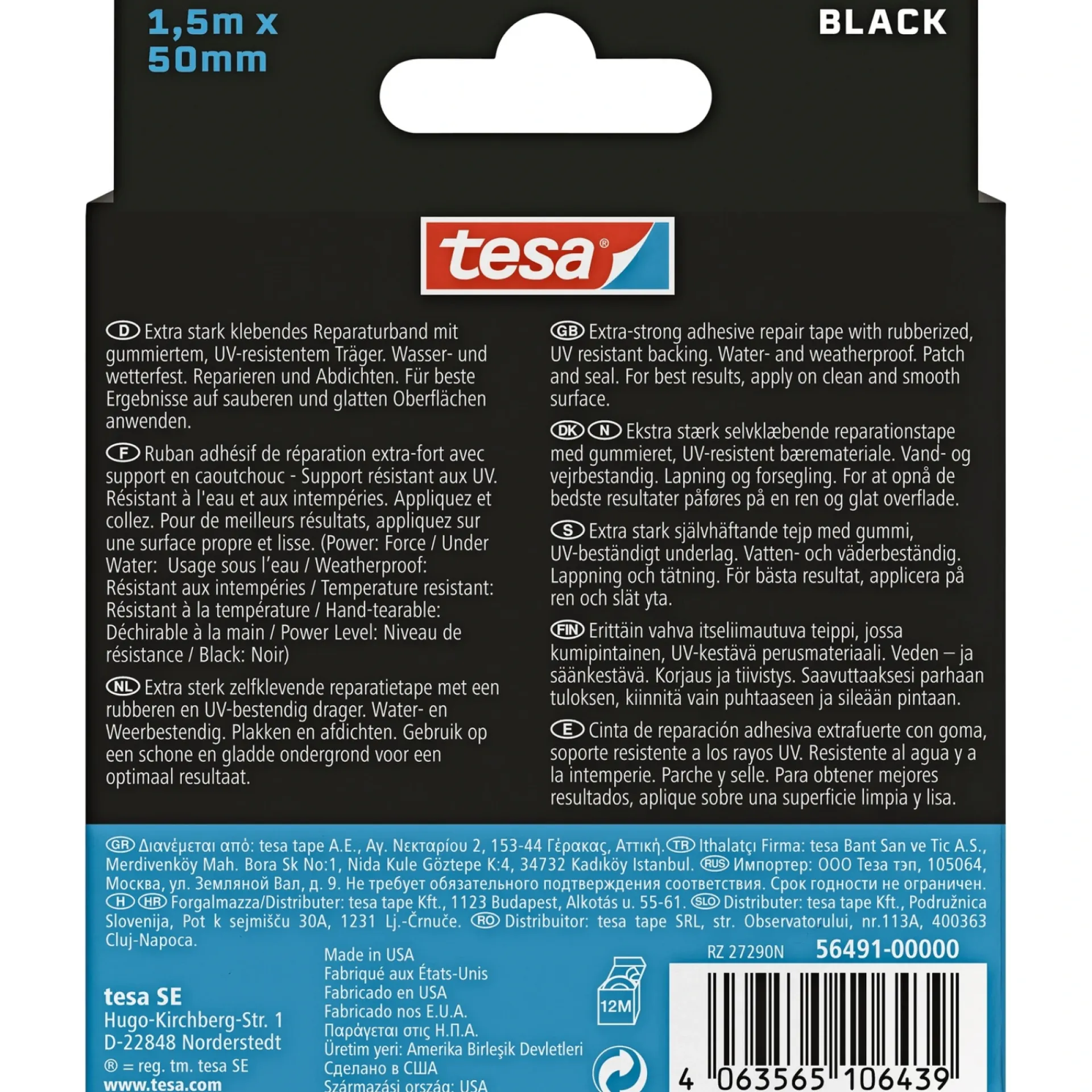 Sale Tesa ULTRA POWER UNDER WATER REPARATIONSTAPE 50 MM X 1,5 M SORT