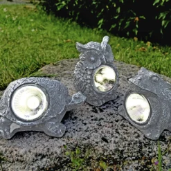 Veli Line ASSORTERET STENFIGUR SOLCELLE LAMPE GRÅ 10 CM