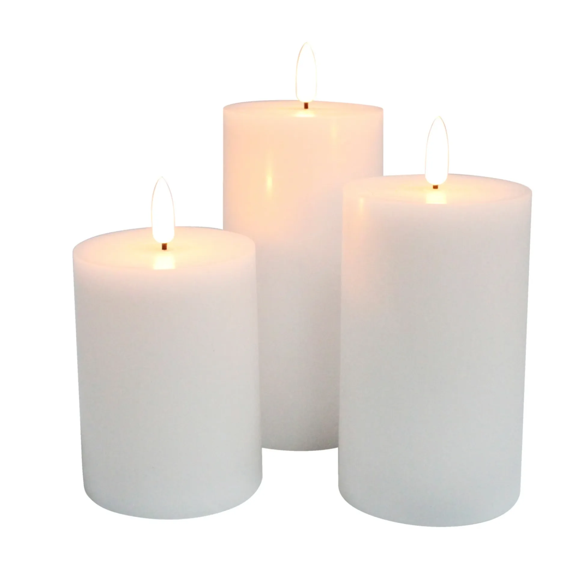New Veli Line 3-PAK HVIDE Ø7,5 X10+12,5+15 CM LED BLOKLYS