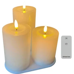 Outlet Veli Line 3-PAK HVIDE Ø7,5X10+12,5+15 CM GENOPLADELIGE LED BLOKLYS
