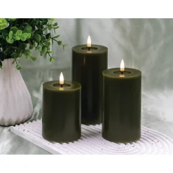 Outlet Veli Line 3-PAK OLIVENGRØNNE Ø 7,5X10+12,5+15 CM LED BLOKLYS