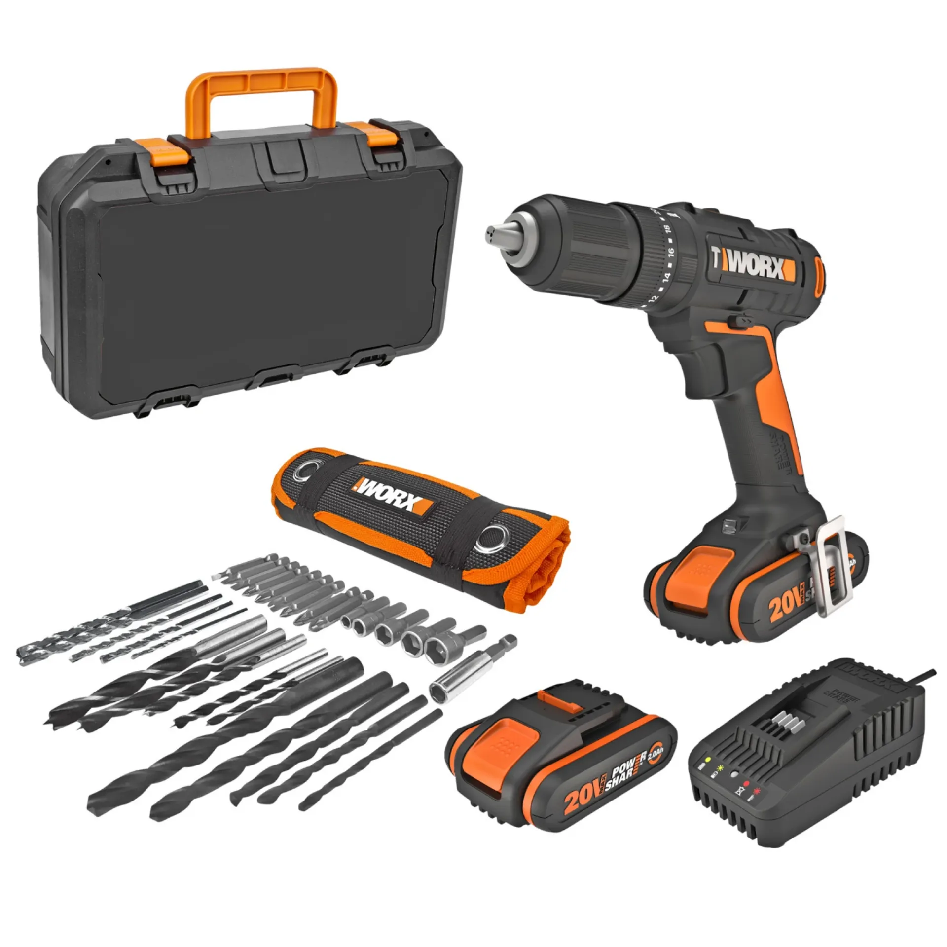 New Worx WX370 BORE-/SKRUEMASKINE AKKU MED BATTERI OG LADER