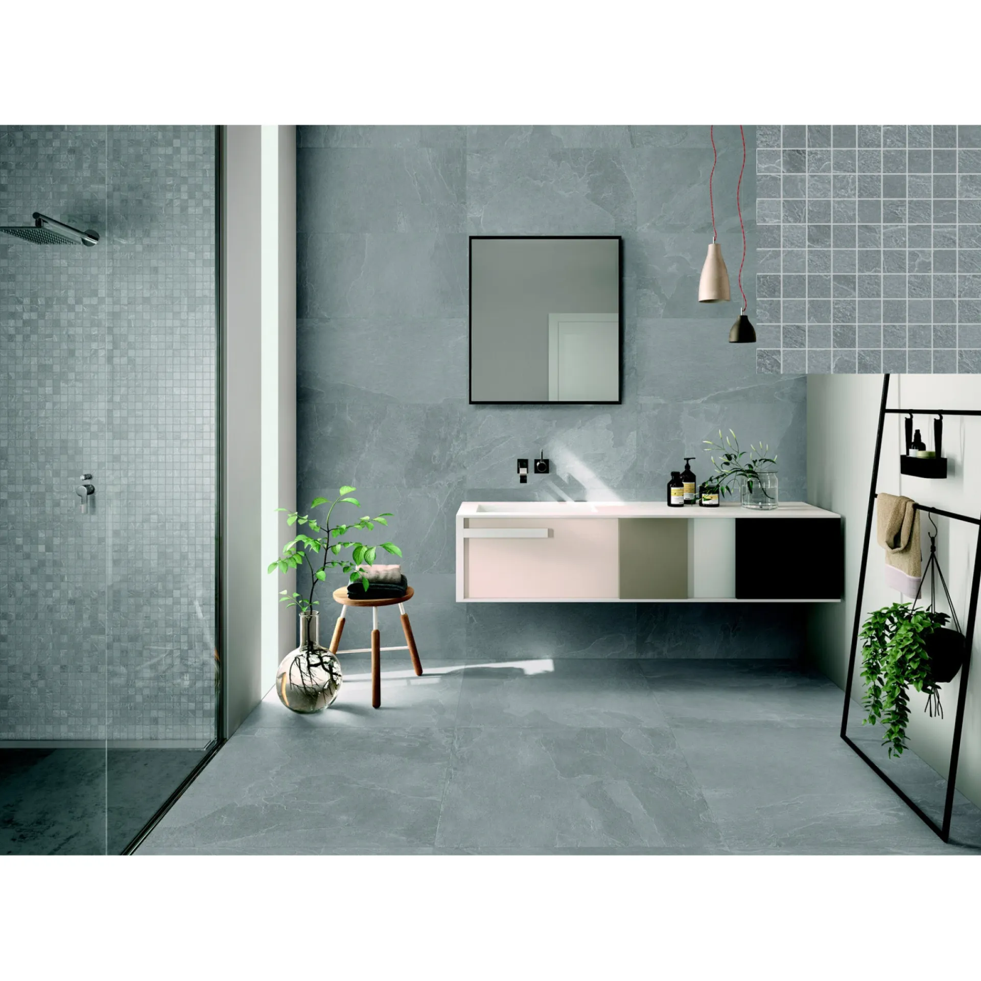 Online XL-BYG NORDIKA GREY MOSAIK VÆGFLISE 30X30 MØRK GRÅ