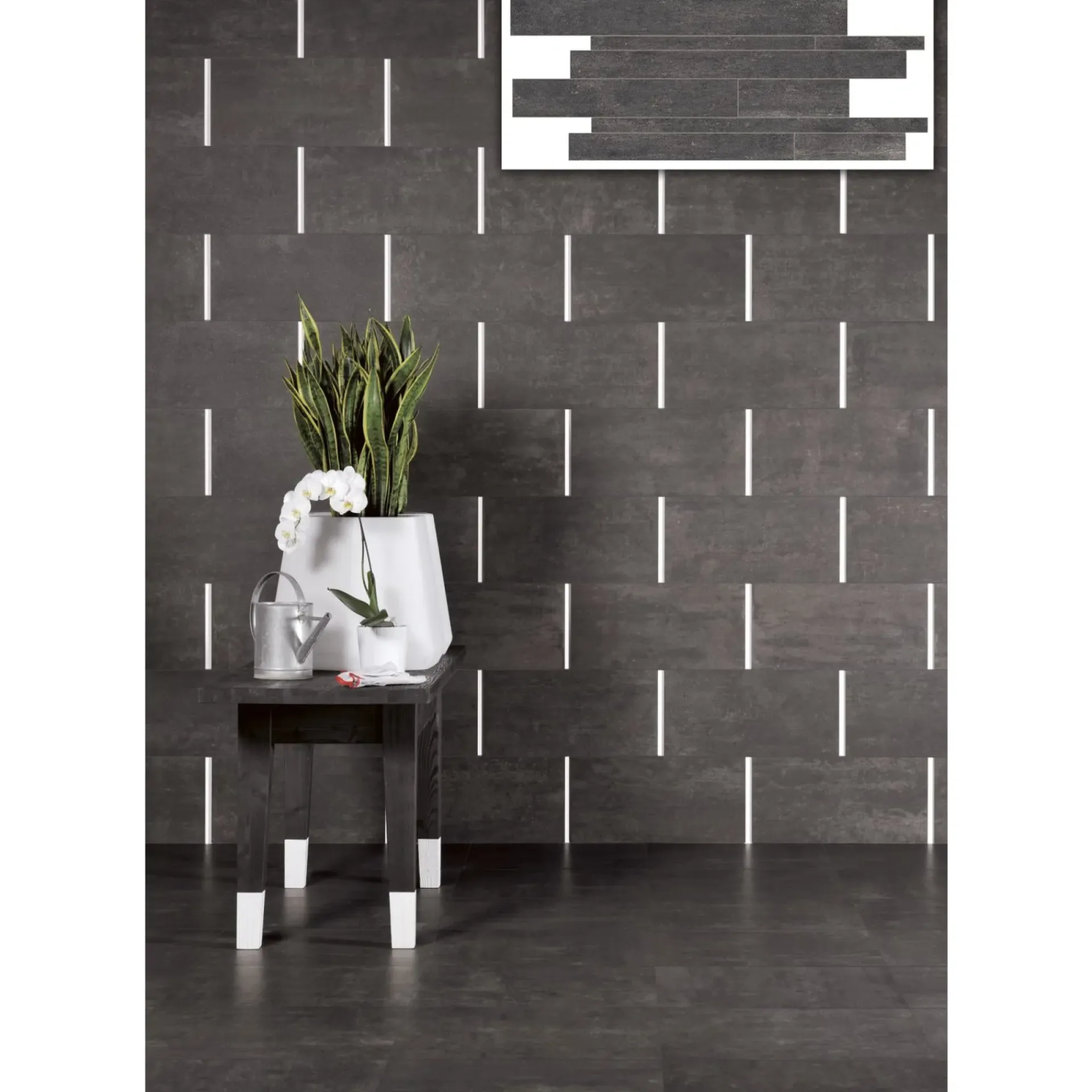 XL-BYG ON SQUARE LAVAGNA MOSAIK VÆGFLISE 30X60 MØRK GRÅ